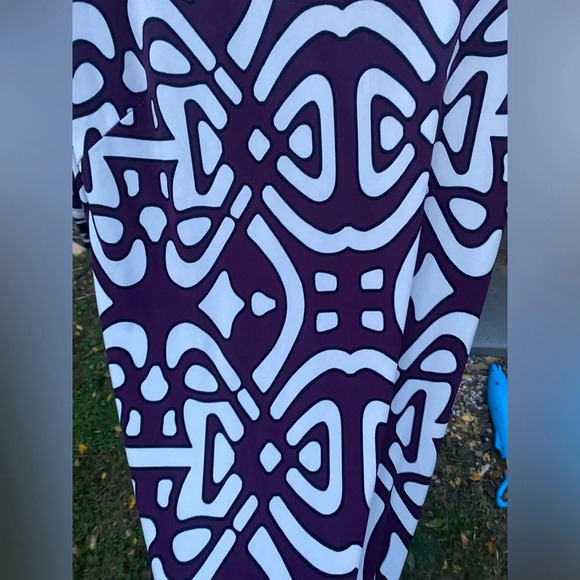 LAUNDRY By Design Print 3/4 Sleeve Tunic Dress Purple White Women’s 10 - Picture 4 of 6